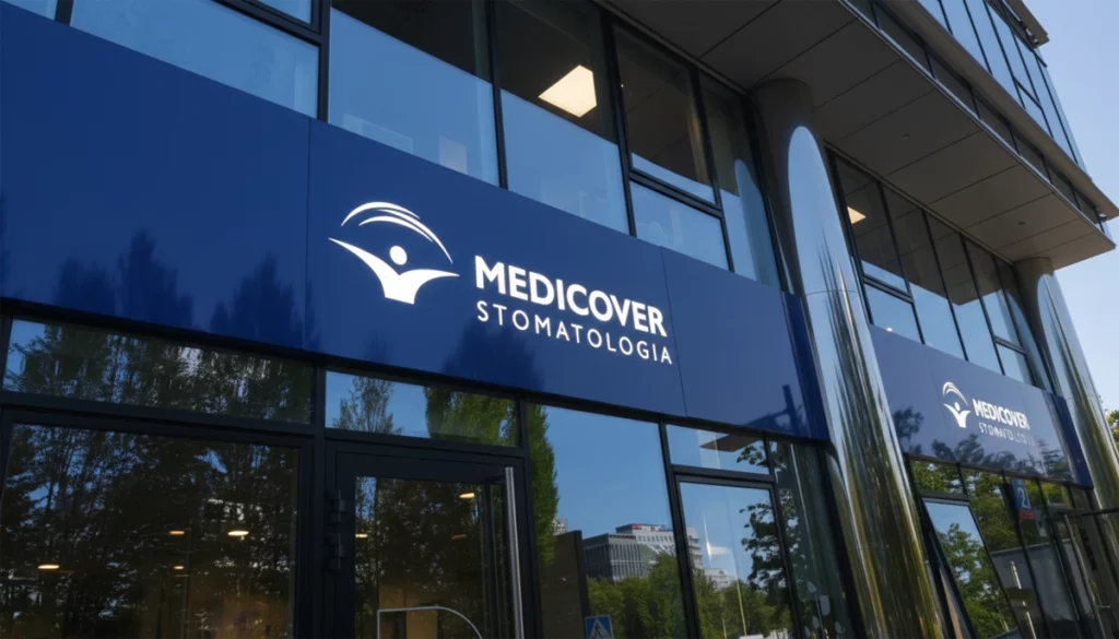 Elegancki kaseton z dibondu kasetony reklamowe Warszawa Medicover
