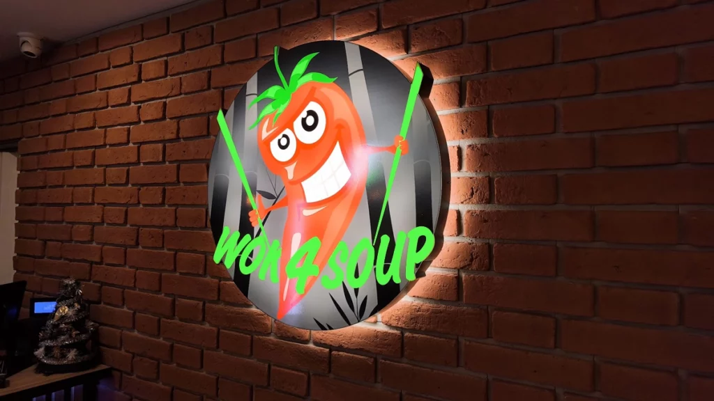 Okrągły plafon LED kasetony reklamowe Warszawa gastronomia