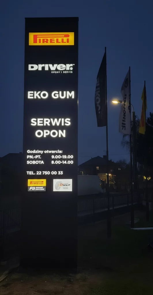 Pylon informacyjny kasetony reklamowe Warszawa Eko Gum